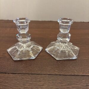 Vintage Towle Classic 3" Crystal Candle Stick Holders Set of 2